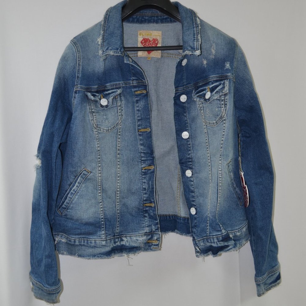 Distressed jeans jacket by Slink